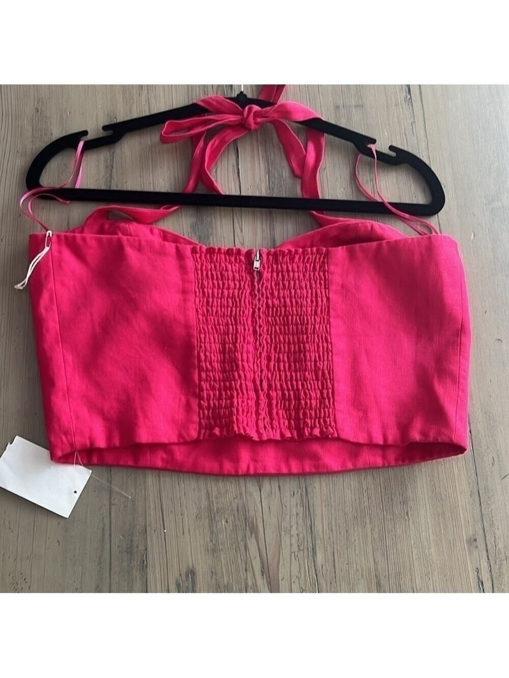 Reformation Orzo Pink Linen Crop Top in Corvette size 10 12 - Picture 8 of 9